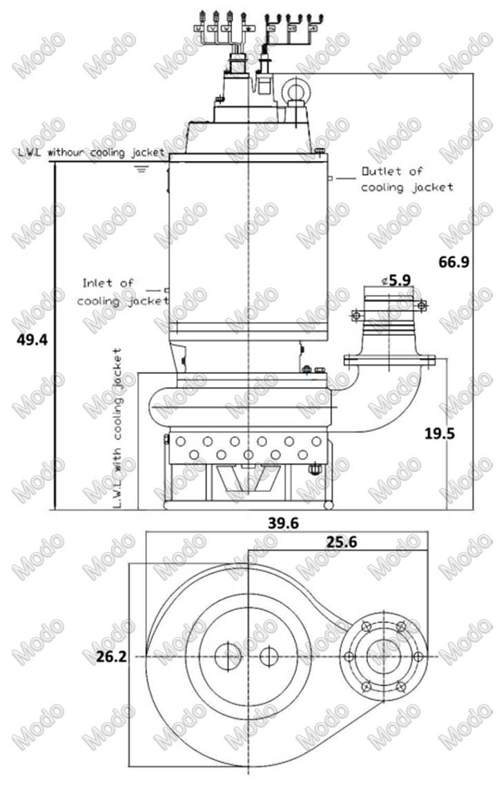 Electric Submersible Slurry Pump With Agitator Outline drawing